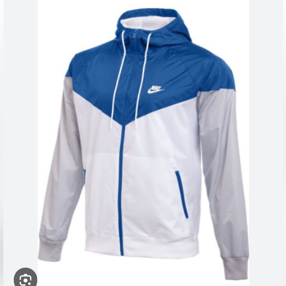 NIKE Team Windrunner Jacket Hooded Mens - Color Blue/White - Size XL